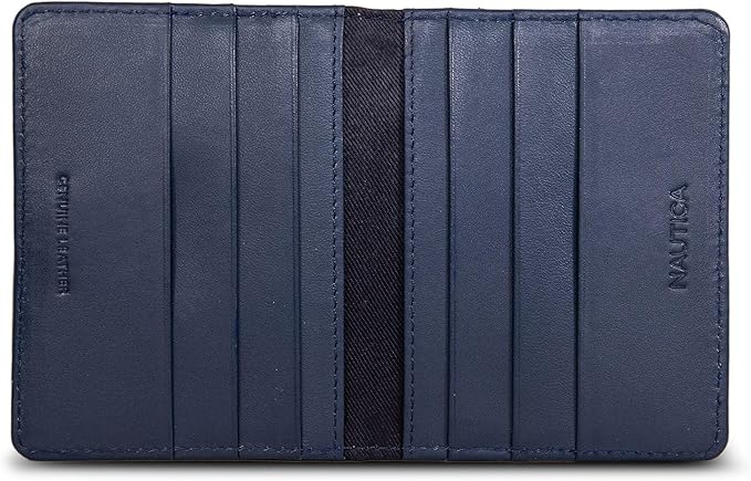 Nautica Men's Slim Wallet | Card Case | RFID Blocking | ID Window | Minimalist | Lightweight | Genuine Leather