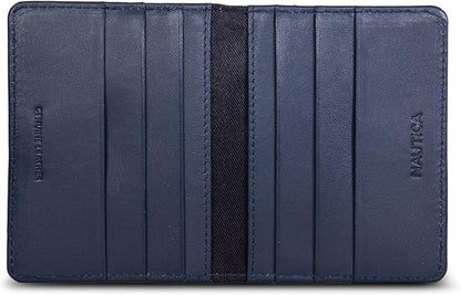 Nautica Men's Slim Wallet | Card Case | RFID Blocking | ID Window | Minimalist | Lightweight | Genuine Leather