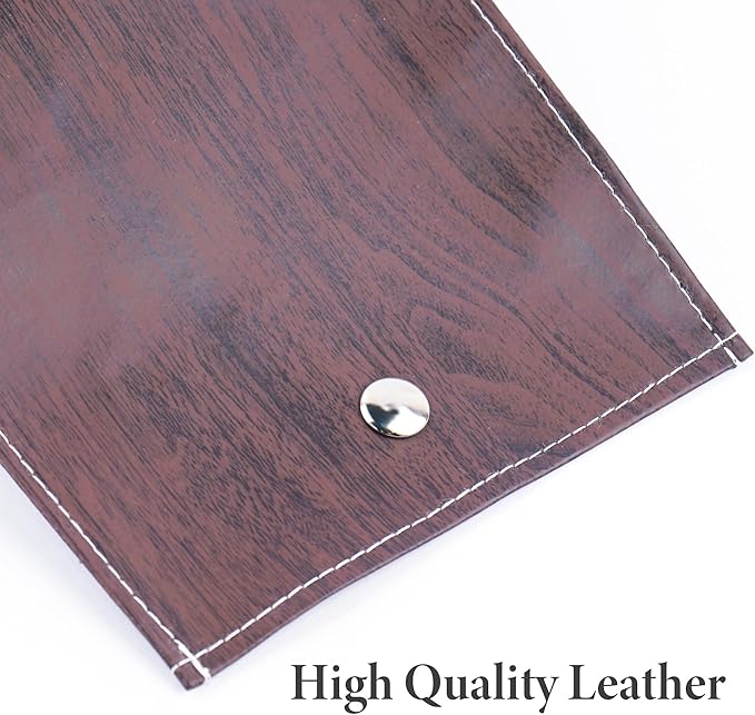 Pill Organizer,LIZIMANDU Weekly Travel Pill Case Box Medication Reminder Daily AM PM, Day Night 7 Compartments,for 4 Times A Day, 7 Days a Week-Includes Leather PU Carrying Case(1-Wood-Dark Brown)