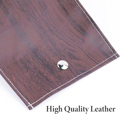 Pill Organizer,LIZIMANDU Weekly Travel Pill Case Box Medication Reminder Daily AM PM, Day Night 7 Compartments,for 4 Times A Day, 7 Days a Week-Includes Leather PU Carrying Case(1-Wood-Dark Brown)