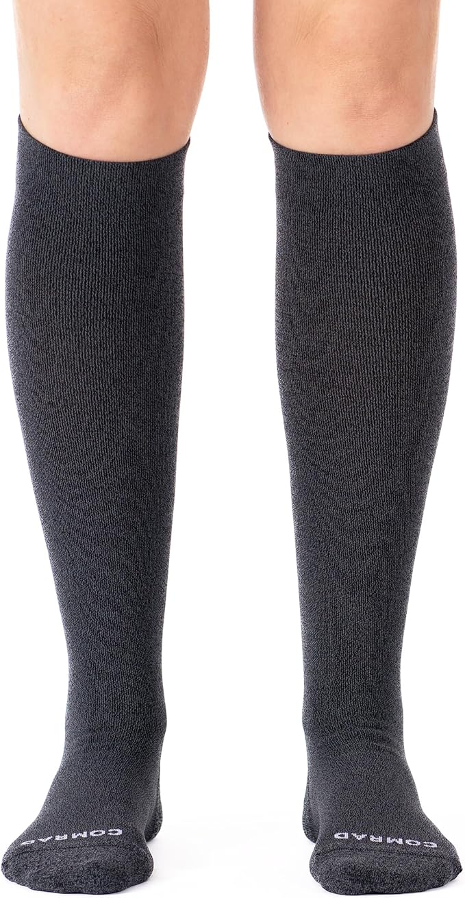 Comrad Nylon Knee High Socks - 15-20mmHg Graduated Compression Socks - Soft & Breathable Support Unisex Socks