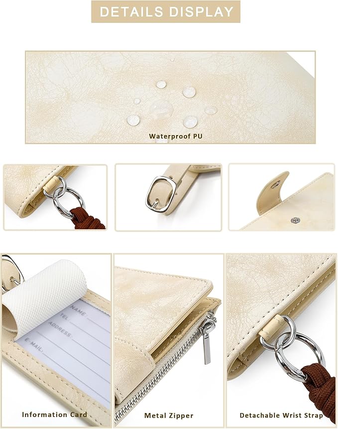 Passport Wallet for Travel, Luxury Vegan Leather RFID Blocking Passport Holder & luggage tag for Women Men, Wristlet Wallet with Zipper Pocket, Couple Travel Essentials