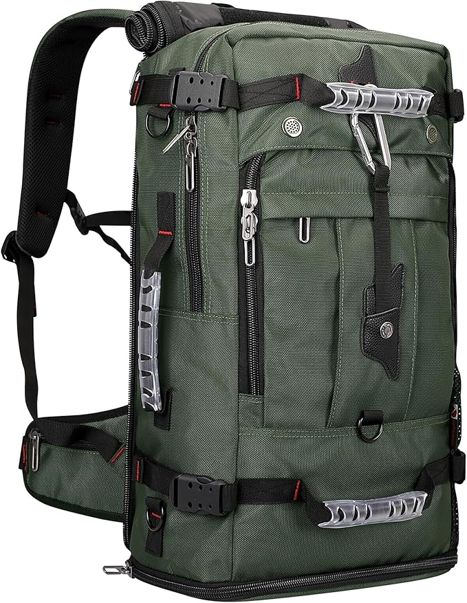WITZMAN Travel Backpack for Men Convertible Duffle Luggage Bag fit 18 Inch Laptop Carry On Bags for Airplane (B681 Army Green)