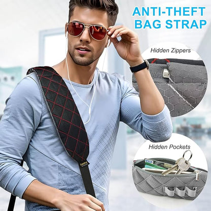 2 in 1 Anti-theft Bag Shoulder Strap with Pockets, 54 inch Travel Belt Ultra-Wide and Thick, Comfort and Stylish