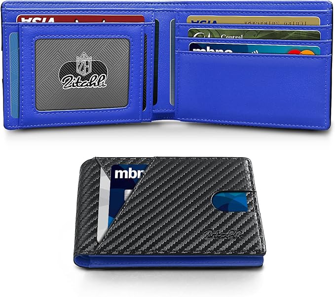 Zitahli Wallet for Men Slim 11 Credit Card Holder RFID Blocking Small Men's Wallet Bifold Minimalist Front Pocket With Mens Gifts Box