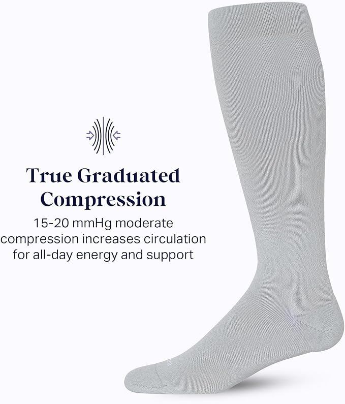 Comrad Nylon Knee High Socks - 15-20mmHg Graduated Compression Socks - Soft & Breathable Support Unisex Socks