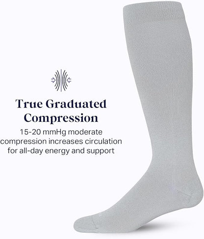 Comrad Nylon Knee High Socks - 15-20mmHg Graduated Compression Socks - Soft & Breathable Support Unisex Socks