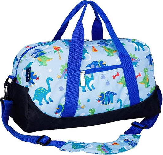 Wildkin Kids Overnighter Duffel Bag – Carry-On Size, Ideal for School & Sleepovers – Dinosaur Land
