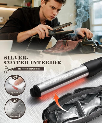 ARCFOX Barber Bag 10.2L, Heat-Insulating Hairstylist Travel Bag with Adjustable Waist Belt & Shoulder Strap, 16oz Canvas and EVA Clipper Shear Case for Razor & Pet Grooming - No Clutter & Easy Access