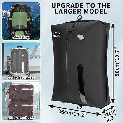 ONTYZZ Three Pack Dark Black TPU Vacuum Bag for Travel Reusable Compression Bag with IPX8 Waterproof Zipper Durable Space Saver Bag，Large with Air pump
