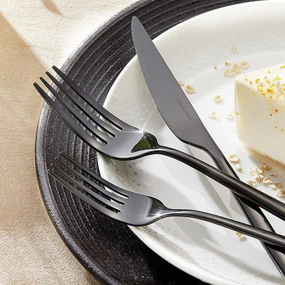 KINGSTONE Silverware Set, 20-Piece Flatware Set Cutlery Set Premium 18/10 Stainless Steel, Tableware Include Forks Knives Spoons for Home Kitchen Restaurant Wedding, Dishwasher Safe,Black