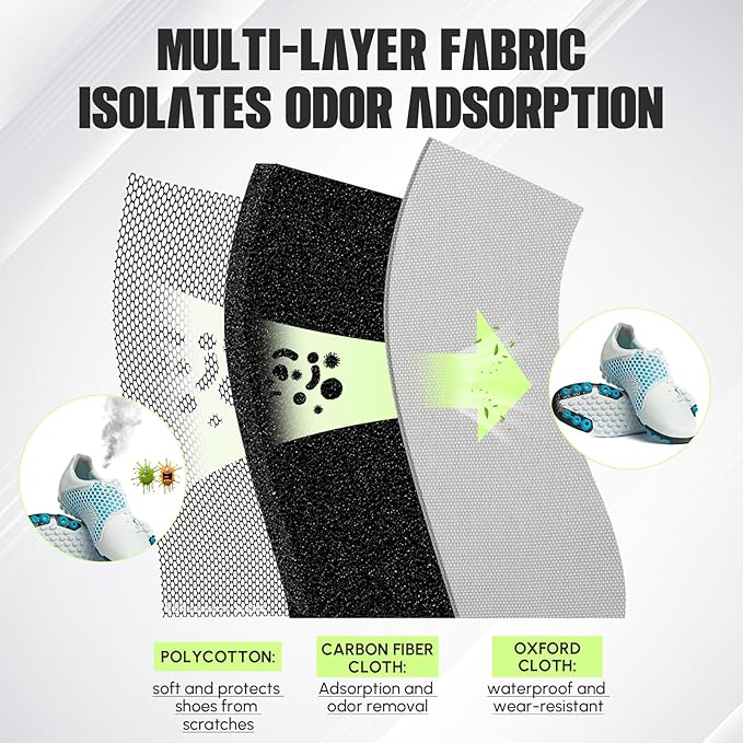 Leinuosen 4 Pack Smell Proof Shoe Cleat Bag for Travel Water Resistant Odor Absorbing Lightweight Golf Soccer Shoe Storage Organizer Pouch with Zipper for Gym Sports Work Men Women (Gray)