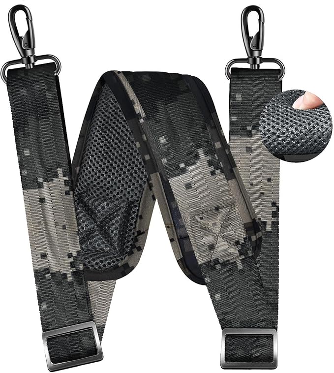 ZINZ 79 inch Shoulder Strap, Extra-thick Fixed Cushion Pad and Dual Clasps Universal Replacement Strap with Metal Swivel Hooks for Laptop Bags, Luggage Bags, Camera, Crossbody(Camouflage Gray)