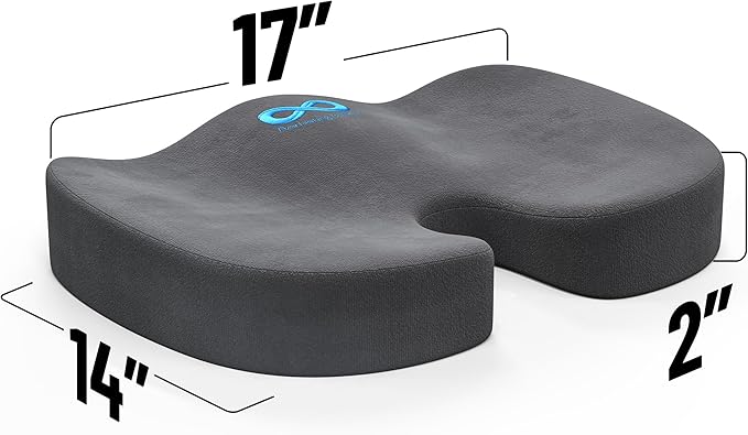 Everlasting Comfort Doctor Recommended Memory Foam Seat Cushion for Office Chairs & Car - Ergonomic Office Desk Accessories - Cushions for Tailbone Pain Relief, Sciatica & Back Support Pillow