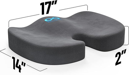 Everlasting Comfort Doctor Recommended Memory Foam Seat Cushion for Office Chairs & Car - Ergonomic Office Desk Accessories - Cushions for Tailbone Pain Relief, Sciatica & Back Support Pillow