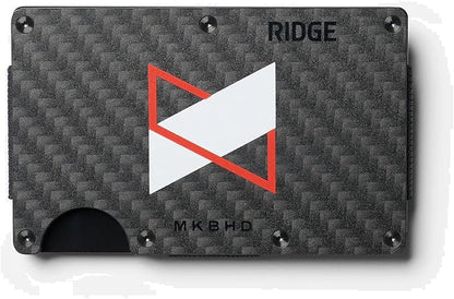 Ridge Wallet for Men - Slim Minimalist Compact Wallet and Card Holder, RFID Protected Front Pocket Wallets for Men with Integrated Cash Strap (MKBHD Carbon Fiber)