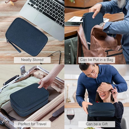 FYY Electronic Organizer, Large Travel Cable Organizer Bag Pouch Electronic Accessories Carry Case Portable Waterproof Double Layers All-in-One Storage Bag for Cable, Cord, Charger, Phone, Navy