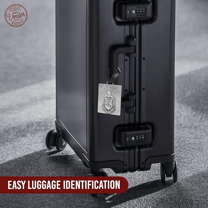 Delta Sigma Theta Sorority Paraphernalia - Official Vendor - Travel Luggage Tags - Set of 2 - Greek Letters and Shield