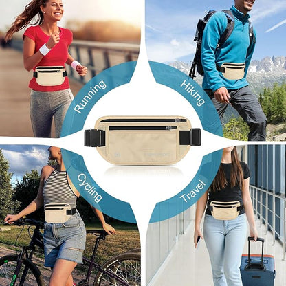 travel inspira Travel Money Belt with Slim Anti-Theft RFID Blocking Passport Holder for Travel Concealed under Clothes for Ultimate Protection of Credit Cards, Cash, Passport & Documents, Beige