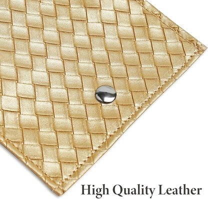 Pill Organizer,LIZIMANDU Weekly Travel Pill Case Box Medication Reminder Daily AM PM, Day Night 7 Compartments,for 4 Times A Day, 7 Days a Week-Includes Leather PU Carrying Case(1-Weave Gold)