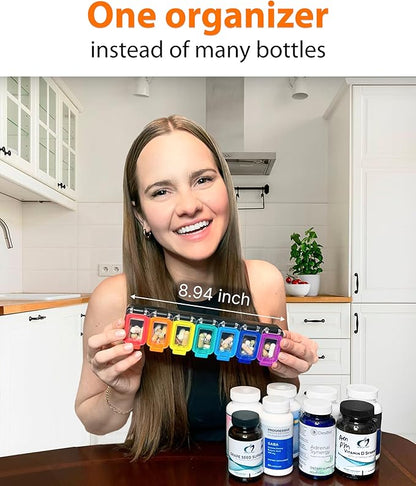 Weekly Pill Organizer 1 time a Day – Pill Box 7 Day with Enhanced Waterproof Seal, Large compartments Hold Big Vitamins & Supplements, Upgraded Locking lids, for Home & Travel use, Durable Hard case