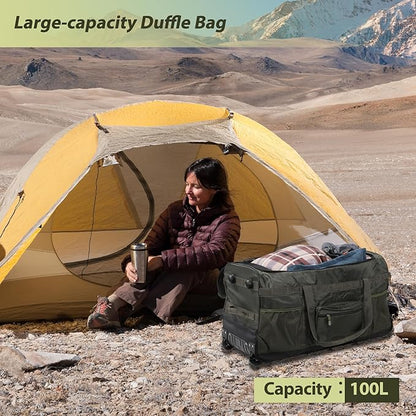 REDCAMP 85L/120L/140L Foldable Duffle Bag with Wheels, Large Travel Duffel Bag