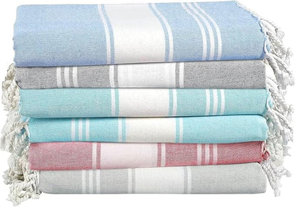LANE LINEN Beach Towels 6 Pack, Oversized Beach Towel, Lightweight Beach Essentials for Women, Large Pool Towel, Absorbent & Quick Dry, Sand Free Beach Towel, 39"x71" - Nautical Color