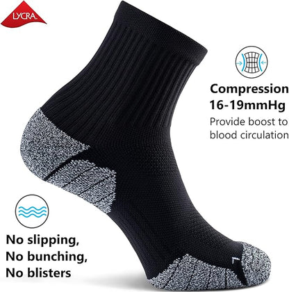 CWVLC Cushioned Compression Sport Quarter Socks for Men Women Youth