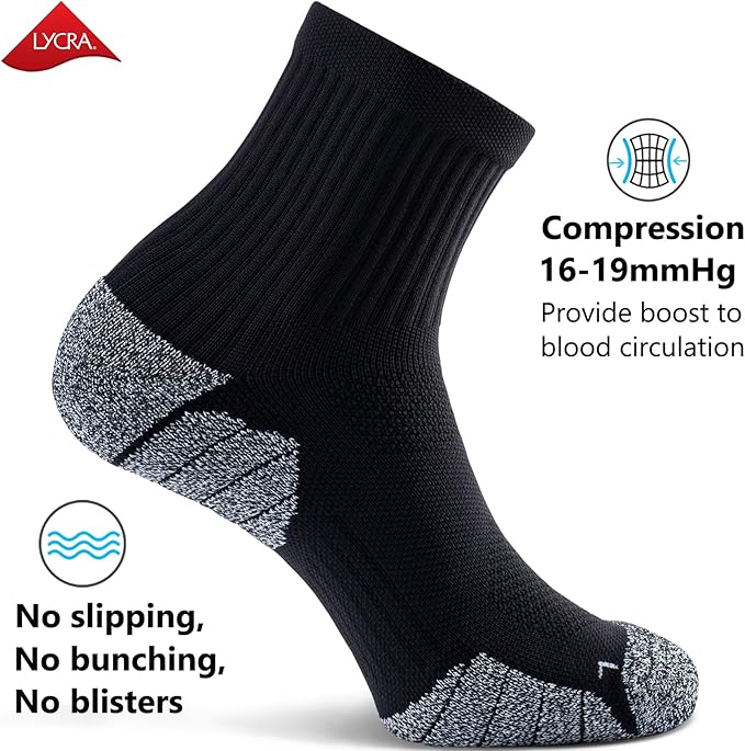 CWVLC Cushioned Compression Sport Quarter Socks for Men Women Youth