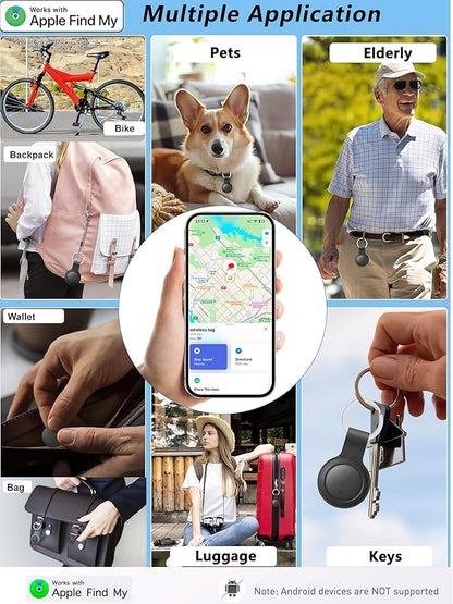 Air Tags: Smart Tracker, Item Finder Works with Apple Find My (iOS Only) App, Tracker Tag Locator for Keys, Luggage, Satchel, Backpack etc. (Not for Android Devices) (Black, 2 Packs)