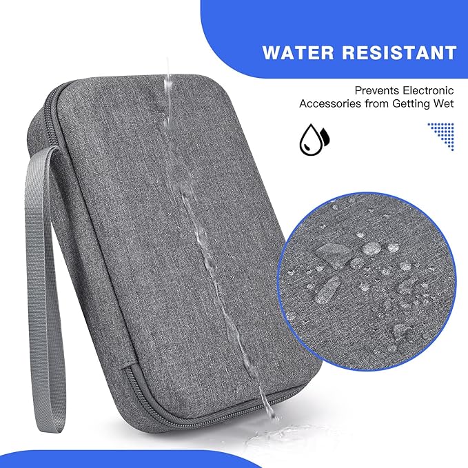 Hard Electronic Organizer Travel Case for MacBook Power Adapter Chargers Cables Power Bank Apple Magic Mouse Apple Pencil USB Flash Disk SD Card Hard Drive Waterproof Shockproof Carrying Case, Grey