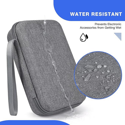 Hard Electronic Organizer Travel Case for MacBook Power Adapter Chargers Cables Power Bank Apple Magic Mouse Apple Pencil USB Flash Disk SD Card Hard Drive Waterproof Shockproof Carrying Case, Grey