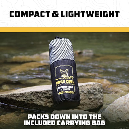 Wise Owl Outfitters Microfiber Camping Towel - Quick Dry Towel for Travel, Backpacking, Hiking, Beach, Gym & Yoga - Compact, Fast Drying & Lightweight