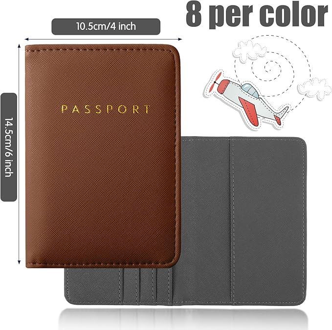 Frienda 2 Pieces Bridal Passport Covers Holder Waterproof Leather Holder Covers Travel Wallet Passport Case for Women and Men