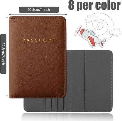Frienda 2 Pieces Bridal Passport Covers Holder Waterproof Leather Holder Covers Travel Wallet Passport Case for Women and Men