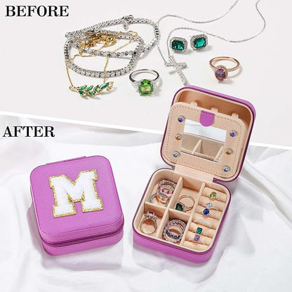 Parima Christmas Stocking Stuffers Gifts for Teenage Girls - Travel Jewelry Case for Girls Jewelry Box | Gifts for Friends Women Unique Gifts for Women | Friends Gifts - Letter J, Purple