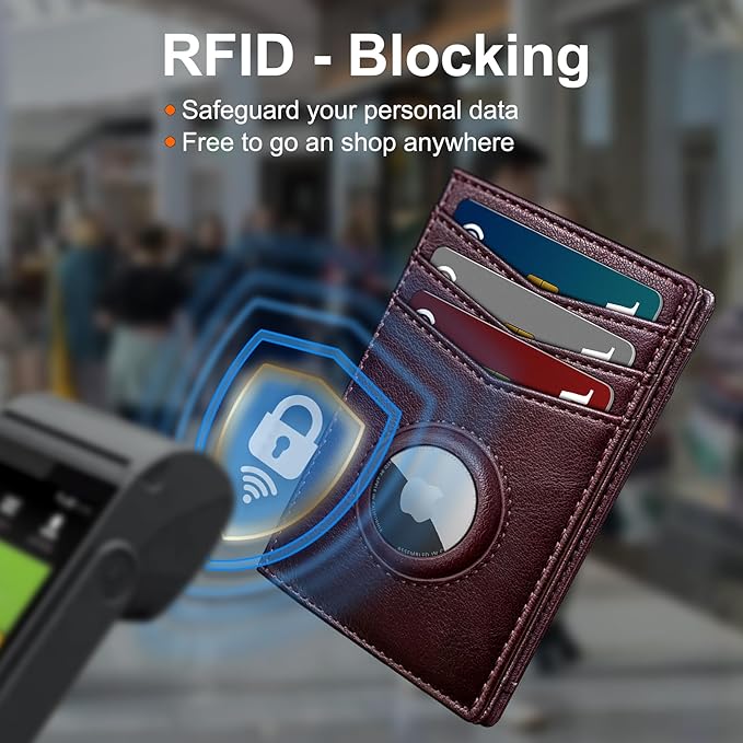 Airtag Slim Leather Wallet for Men - 12-Card Capacity, Magnetic Closure, Money Clip & Simplified Bill Compartment, RFID Blocking (4.3" x 3.0") | Gift Boxed