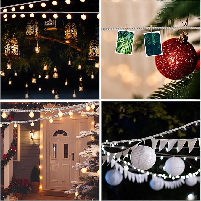 Clotheslines,20ft Portable Windproof Clothes Rope Line with Stainless Steel Cable Tightener System Multipurpose Heavy Duty Laundry Rope for Christmas Decor Outdoor/Indoor/Home/Drying (20Ft/6m)