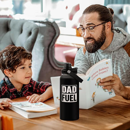 Dad Water Bottle 32oz Stainless Steel Insulated Sports Bottle with Lid, Gifts for Father from Daughter Son, Dad Gifts for Birthday Christmas Fathers Day