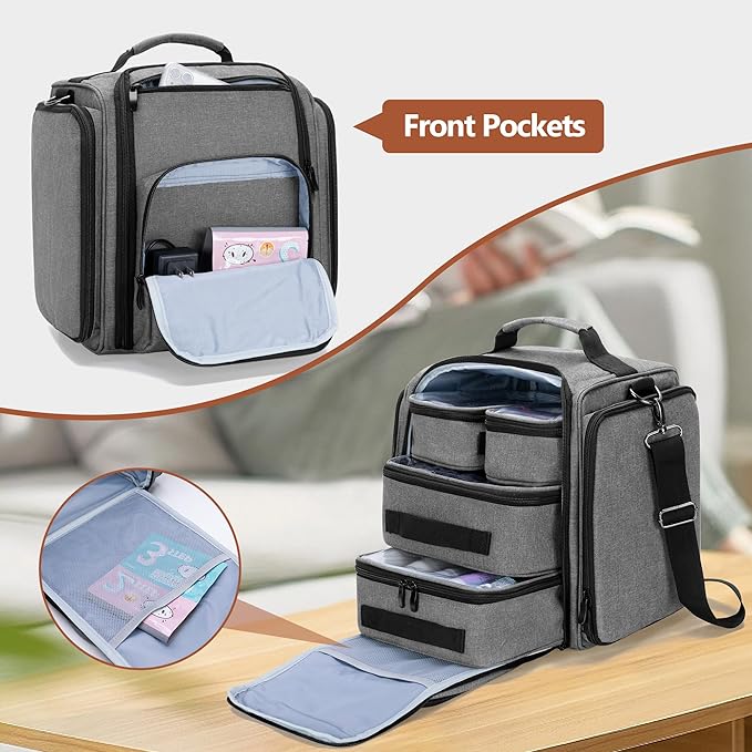 BAFASO Large Travel Toiletry Bag with 4 Removable Pouches, Multifunctional Makeup Bag Hair Bag for Toiletry and Makeup Supplies, Gray