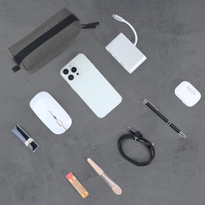 SIMTOP Electronics Organizer Cord Organizer Travel, Small Tech Bag for Cords, Chargers, Power Bank, Earbuds – Portable Cable Pouch for Office, Business Trip, Commute – Water & Scratch-Resistant