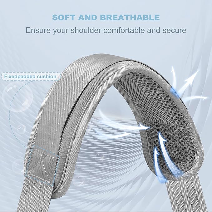 ZINZ 60" Universal Strap with Ultra-Thick Fixed Breathable Pad - Adjustable Heavy-Duty Shoulder Strap for Laptop, Crossbody Luggage, Gym Bag, Camera Bag and More - Gray Orange