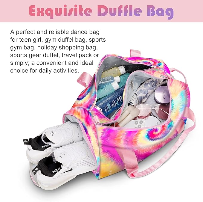 Duffle Bag for Girls & Women - Dance, Gymnastics & Travel Bag with Shoe Compartments