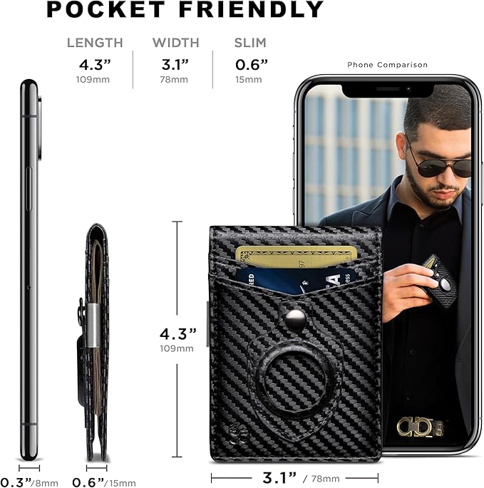 SERMAN BRANDS Money Clip Wallet - Mens Wallets slim Front Pocket RFID Blocking Card Holder Minimalist Mini Bifold