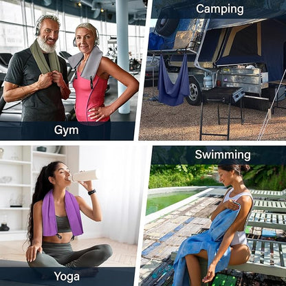 APEXUP Microfiber Travel Towel, Ultra Absorbent Quick Dry Towels, Lightweight Gym Sports Camping Towel for Workout, Yoga, Beach, Shower, Swimming (Combo, Gray)