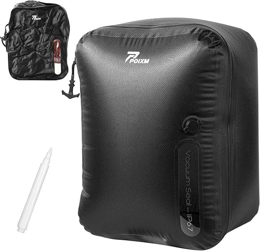 Vacuum Bags for Travel, 180° Open Zipper, IP67 Waterproof, Reusable Space Saver Compression Bags for Backpack, Suitcase(1 Pack, No Pump)