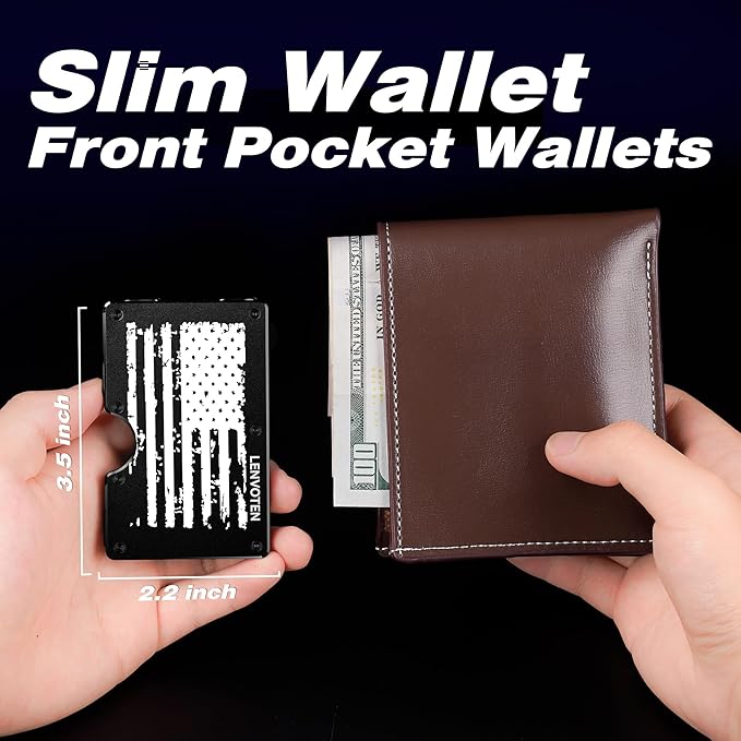 Minimalist Wallet for Men, Metal Wallet with Money Clip, Slim Compact Wallet, RFID Blocking Card Holder, Metal Aluminum Credit Card Holder, Holds up to 20 Cards