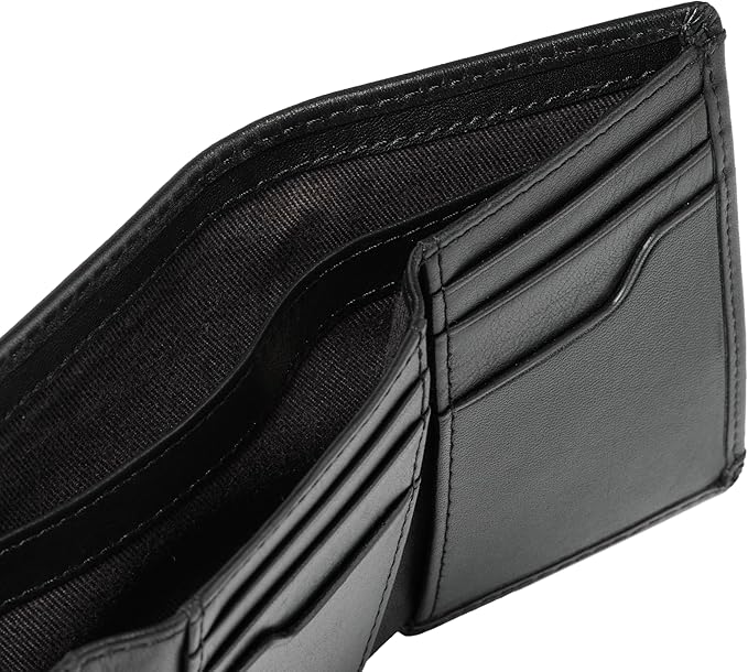 House of Jack Co. Eastwood RFID Trifold Wallet for Men, Double Bill Compartment, Full Grain Cowhide Leather Wallet, Black
