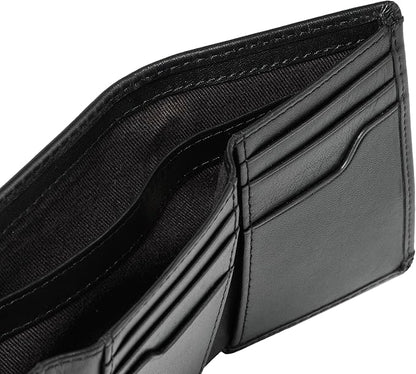 House of Jack Co. Eastwood RFID Trifold Wallet for Men, Double Bill Compartment, Full Grain Cowhide Leather Wallet, Black