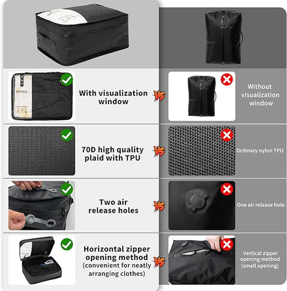 ONTYZZ Vacuum Compression Bag 20 inch Space Saver Bags Travel Case with IP67 Waterproof Zipper for Business Trip, Two Bag Black